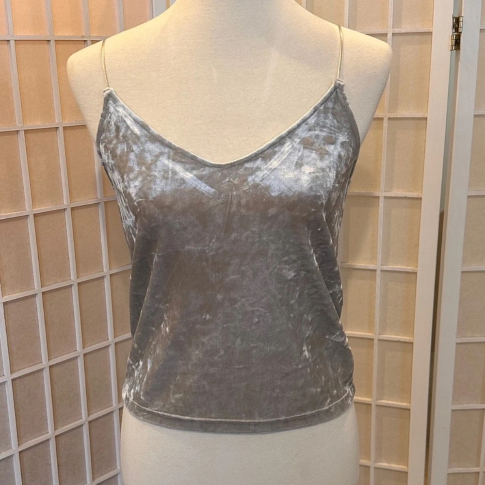 Elegant Gray Velvet Cami Top